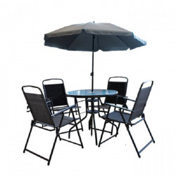 CRAFTER Set  baštenski sto +4 stolice+suncobran 180cm Siva  (140301206)