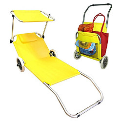 Denis Vrtna ležaljka za sunčanje, 150x65x15cm, s krovom i točkovima, žuta