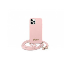 Guess Futrola za iPhone 12/12 Pro Pink Metal Logo Cord