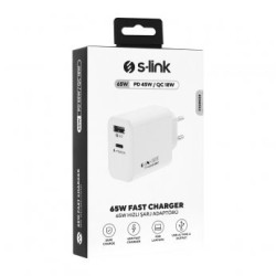 S-LINK SL-EC69 beli kućni punjač (adapter) za telefon USB A/USB C 65W/QC 18W