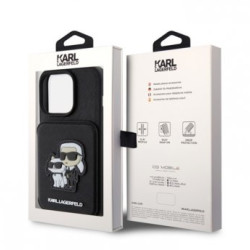 KARL LAGERFELD Maska za iPhone 15 Pro SAFFIANO CARDSLOTS AND STAND K&C PATCH BLACK