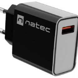 NATEC RIBERA USB Tip-A kućni punjač, QC3.0, 3A, 18W, Crni (NUC-2058)