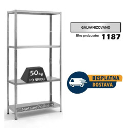 Polica metal-metal Pixy 150x75x30cm 4x50kg