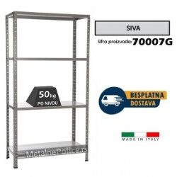 Polica metal-metal 170x90x40cm, 4x50kg Siva - vijak