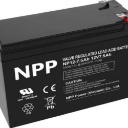 NPP NP12V-7.5Ah, AGM Battery, C20=7.5AH, T1, 151x65x94x100, 2,07KG