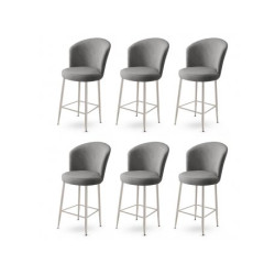 HANAH HOME Set 6 barskih stolica Fora Grey Chrome