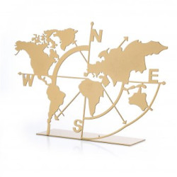 WALLXPERT Stona dekoracija World Map Gold