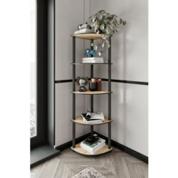 HANAH HOME Polica za knjige Bookcase 5 Corner Oak