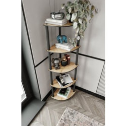 HANAH HOME Polica za knjige Bookcase 5 Corner Oak