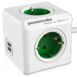 ALLOCACOC PowerCube Extended USB 4xSchuko + dual USB, kabl duž.1.5m, zelena