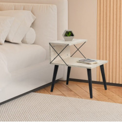 HANAH HOME Noćni stočić Cross Black Travertine