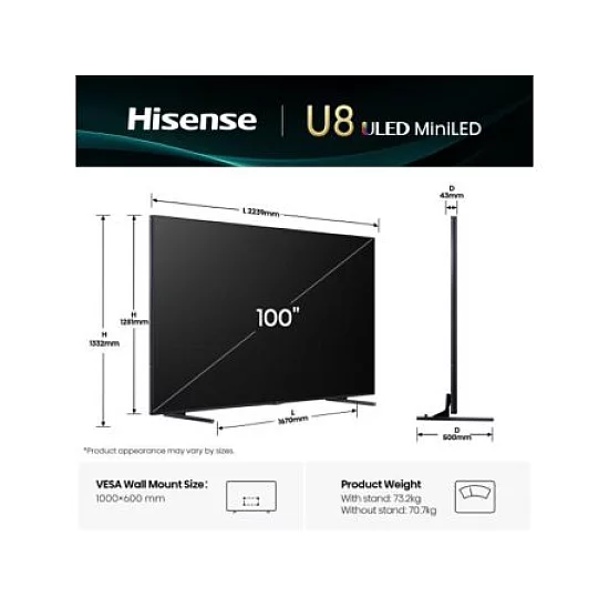 Hisense 100U8Q ULED MiniLED 4K UHD Smart TV