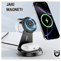 3G Desktop držač za mobilni telefon magnetic ZJ02 3u1 (wireless punjac za mobilni telefon, slusalice i Apple smart watch)