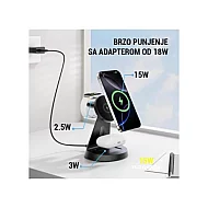 3G Desktop držač za mobilni telefon magnetic ZJ02 3u1 (wireless punjac za mobilni telefon, slusalice i Apple smart watch)