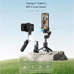 3G Tripod stabilizator Q19 smart AI sa selfie stickom i LED svetlom crni