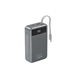 GEMBIRD PB20-PD65-LCD-01 Powerbank od 65W za brzo punjenje sa integrisanim kablovima, 20000 mAh