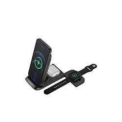 Tellur PUNJAČ STRUJNI WIRELESS TELLUR 3IN1 QI 15W SAVITLJIV CRNI