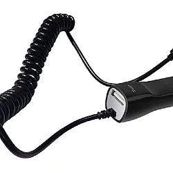 X WAVE USB AUTO punjač za mobilne, tablete, Dual 1x microUSB+1 x USB port, 5V/1A, sa kablom, Crna