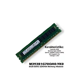 SAMSUNG Ram memorija DDR3, M393B1G70QH0-YK0 8GB 1RX4PC3L-12800R-11-12-C2-D3