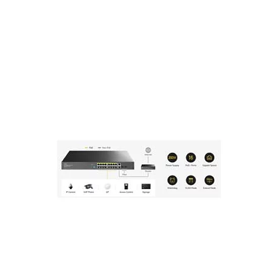 CUDY GS1018PS2 V3.0 Switch Gigabit RJ45 portovi:18 PoE portovi: 16 30W
