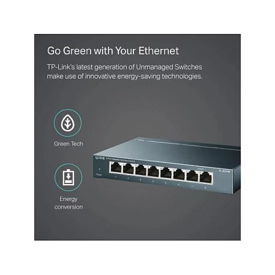 TP LINK Switch TL-SG108 Gigabit/8x RJ45/10/100/1000Mbps/Desktop metalno kuciste