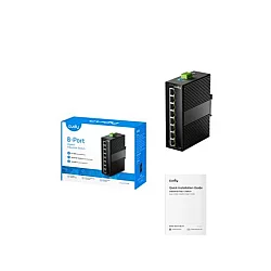 CUDY IG1008 8-Port Gigabit Industrial Switch, 8× GbE, Shielded, Dual-Power Redundancy, IP40