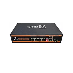 GEMBIRD POE-GS1006PS1 Switch,4 PoE 100/1000M, 2 UP-Link 100/1000M +1 SFP port,52V 65W,30W/PoE,VLAN,250m