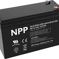 NPP NP12V-7Ah, AGM BATTERY, C20=7AH, T2, 1,97KG, BLACK