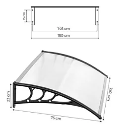 ModernHome NADSTREŠNICA ZA ULAZNA VRATA 150X80 CM