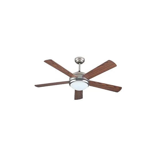 EUROLAMP Plafonski ventilator sa svetlom E27 i daljinskim upravljačem, 132 cm, 70W, nikl-braon