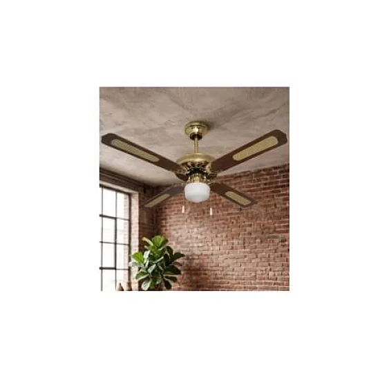 EUROLAMP Plafonski ventilator sa svetlom E27, 125 cm, 70W, braon-zlatni