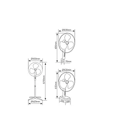 NIAROS KURELI Ventilator 3U1, PODNI, ZIDNI I STONI, PREČNIK 43CM, 45W, BELI