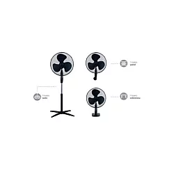 NIAROS KURELI Ventilator 3U1, PODNI, ZIDNI I STONI, PREČNIK 43CM, 45W, CRNI