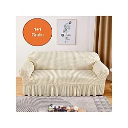 HOMEMATES 1+1 gratis retro pokrivač za dvosede i kauče od 145cm do 185cm - Bela