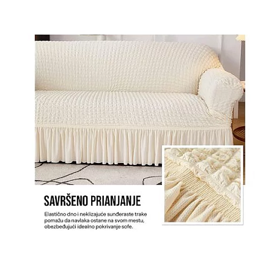HOMEMATES 1+1 gratis retro pokrivač za dvosede i kauče od 145cm do 185cm - Bela