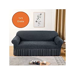 HOMEMATES 1+1 gratis retro pokrivač za dvosede i kauče od 145cm do 185cm - Siva