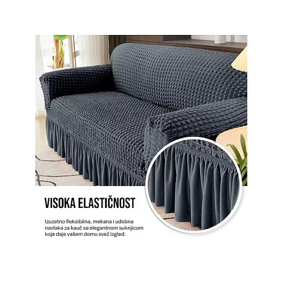 HOMEMATES Retro Pokrivač za dvosede i kauče od 145cm do 185cm - Siva