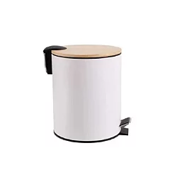 ESTIA Kanta za otpatke metal bambus sa pedalom 5l bela ES02-12731
