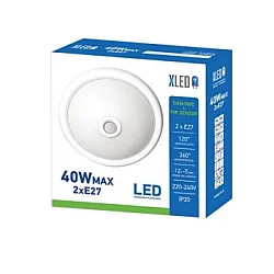 XLED LED plafonjera 2x40W (E27), PIR Sensor