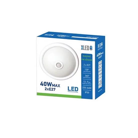 XLED LED plafonjera 2x40W (E27), PIR Sensor