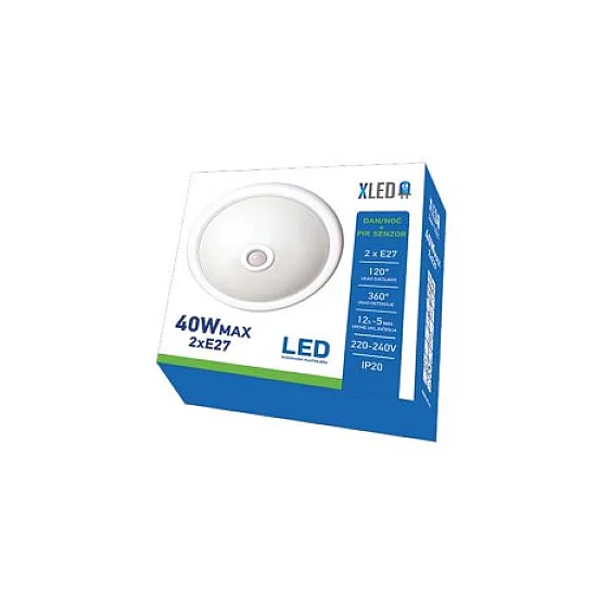 XLED LED plafonjera 2x40W (E27), PIR Sensor