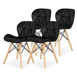 Lemon Planet Set trpezarijskih plišanih stolica 4 kom Freja crna Lemon 25-KS011SET
