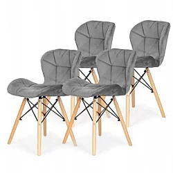 Lemon Planet Set trpezarijskih plišanih stolica 4 kom Freja siva Lemon 25-KS012SET