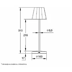 BBLINK 13T25 Punjiva stona lampa siva