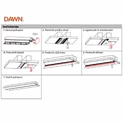 DAWN Led profil LL-ALP071 komplet sivi