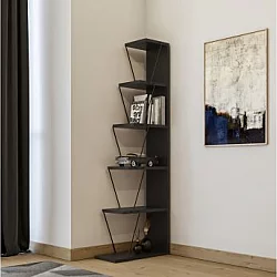 HANAH HOME Polica za knjige Tlos Anthracite