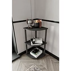 HANAH HOME Polica za knjige Bookcase 3 Tiers Corner Black