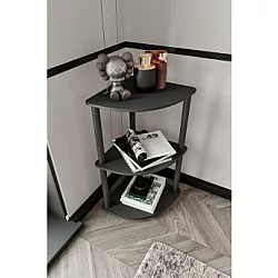 HANAH HOME Polica za knjige Bookcase 3 Tiers Corner Black