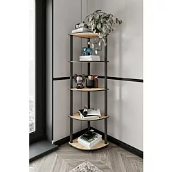 HANAH HOME Polica za knjige Bookcase 5 Corner Oak