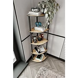 HANAH HOME Polica za knjige Bookcase 5 Corner Oak